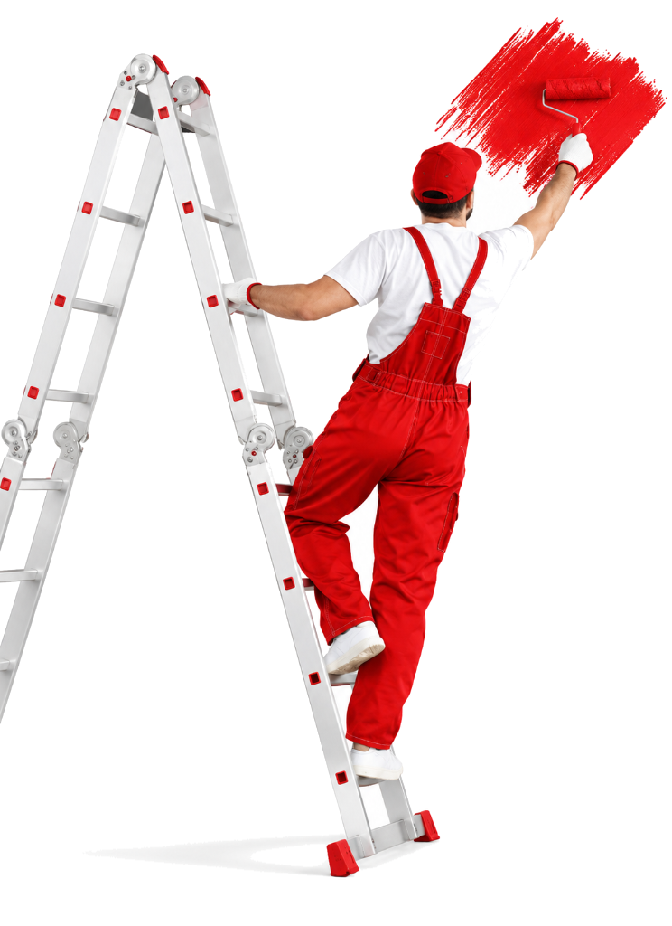 Palackathottiyil Professional Painter on Ladder Painting Wall